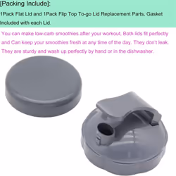 Blender Cups Flat Lid and Flip Top To-Go Lid Replacement Parts