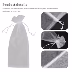 20Pcs Sheer Organza Wine Bags 14X37cm Reusable Simple Bottle (White)