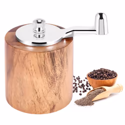 Pepper Mill, Hand Crank Wood Pepper Grinder