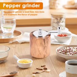 Pepper Mill, Hand Crank Wood Pepper Grinder
