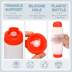 16 Oz Inverted Squeeze Bottles, Refillable Tip for Sauces Ketchup