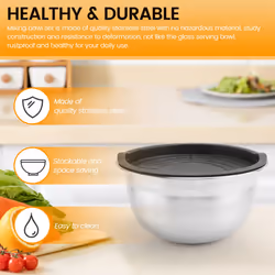 5 Pcs Mixing Bowl,Stainless Steel Stackable Salad Bowl with Airtight