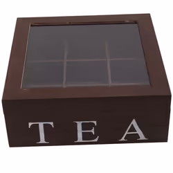Wooden 9 Grids Tea Box Tea Bags Container Storage Box-Red Wine color