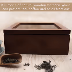 Wooden 9 Grids Tea Box Tea Bags Container Storage Box-Red Wine color