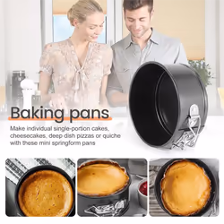 4-Inch Mini Springform Pan Set- 4 Piece Small Nonstick Cheesecake Pan
