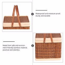 New Bamboo Basket Natural -Friendly Woven Basket Bamboo Picnic Basket