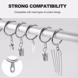 24 Pack Metal Curtain Rings, 30mm Internal Diameter Eyelets, Silver