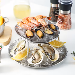 Seafood Plate Set Double Stainless Steel Snack Plate Afternoon Tea