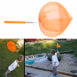 Outdoor Net Bag Stainless Steel Telescopic Catching Net-Orange