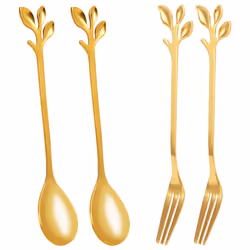 Tableware Coffee Spoon Fork,2 Spoons 2 Forks,4.7 Inches Tea Spoon Set
