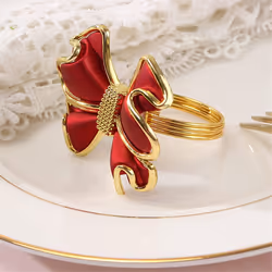 6 Pieces Red Bowknot Napkin Rings, Napkin Buckles Elegant Table Decor