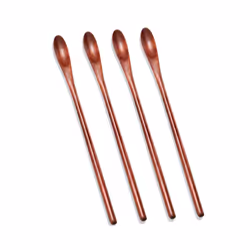 Wood Iced Tea Spoons Small Stirring Spoon Long Handle Spoons 4 Pieces