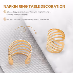 Napkin Rings Set Of 6, Hollow Napkin Ring Holder for Table Decoration