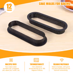 12 Pieces Oval Tart Rings Heat- Non Stick Mini Cake Mold