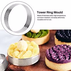 10 Pcs Circular Stainless Steel Tart Ring Tower Pie Cake Mould