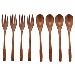 8 Pcs Wooden 9inch Japanese Spoon Fork Set Kitchen Wooden Cutlery Set