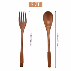8 Pcs Wooden 9inch Japanese Spoon Fork Set Kitchen Wooden Cutlery Set