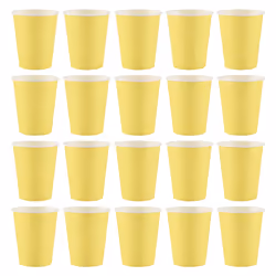20x Paper Cups Solid Colours Birthday Tableware Catering yellow