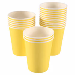 20x Paper Cups Solid Colours Birthday Tableware Catering yellow