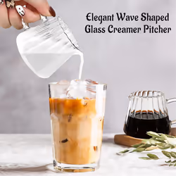 Glass Pitcher, Wave Shaped Glass Creamer Pitcher, Glass Tea Pitcher
