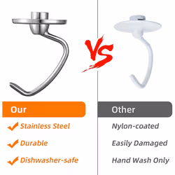 Stainless Steel Dough Hook Attachment for 4.5-5 Quart