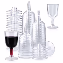 50Pcs Clear Plastic Wine Glass Recyclable, Disposable & Reusable Cups