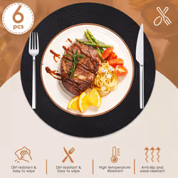 Round Braided Placemats Set of 6 Table Mats for Dining Tables