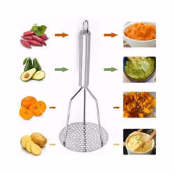 Stainless Steel Potato Masher with Handle for Creamy Mashed Potato