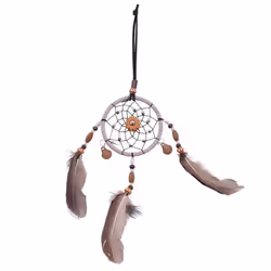 Mini Dream Catcher For Car Beaded Natural Feathers And Handmade