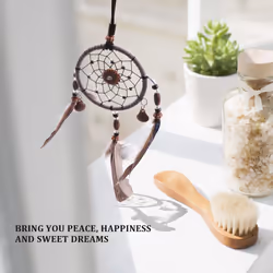 Mini Dream Catcher For Car Beaded Natural Feathers And Handmade