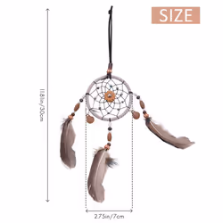 Mini Dream Catcher For Car Beaded Natural Feathers And Handmade
