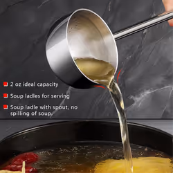 Small Soup Ladle Stainless Steel Metal Deep Spoon With Pour Spout