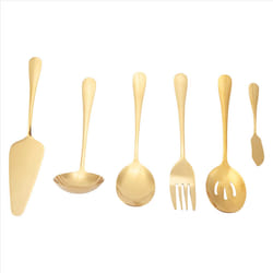 6-Piece Serving Flatware Silverware Set,Serving Utensil Set,Gold
