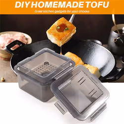DIY Plastic Tofu Press Mold with Cheese Cloth Kitchen Cooking,Gray