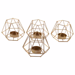 4 Pcs Metal Geometric Design Tea Light Votive Candle Holders