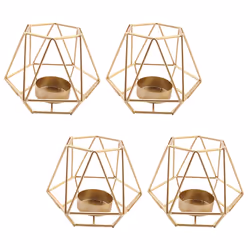 4 Pcs Metal Geometric Design Tea Light Votive Candle Holders