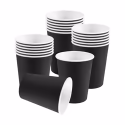 20x Paper Cups Solid Colours Birthday Tableware Catering black