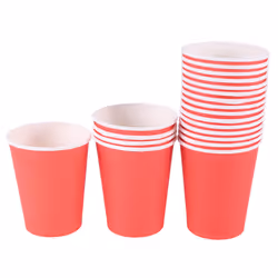 20x Paper Cups Solid Colours Birthday Tableware Catering Red