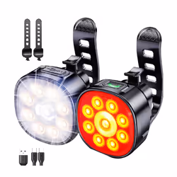 Bike Lights [4+6 Modes], USB Rechargeable Bike Lights Front & Back