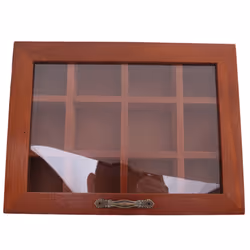 12 Grids Wooden Tea Bag Holder Sugar Packets Spice Pouches Case