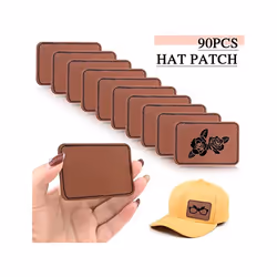 90Pcs Laser Engraving Blanks, Blank Leather Patch for Hat