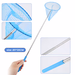 Outdoor Net Bag Stainless Steel Telescopic Catching Net-Blue
