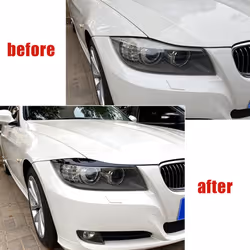 Headlight Cover Garnish Strip Eyebrow Cover Trim Sticker Glossy Black