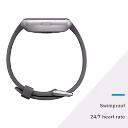 Fitbit Versa Lite 40mm silver dial, black silicone strap, smartwatch