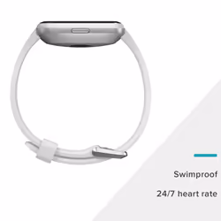 Fitbit Versa Lite 40mm silver dial, white silicone strap, smartwatch