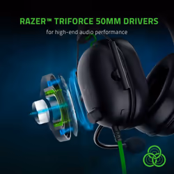 Game Earphones Razer BlackShark V2 X Gaming Headset: 7.1 Surround Sound - 50mm Drivers - Memory Foam Cushion- 3.5mm Audio Jack - Black