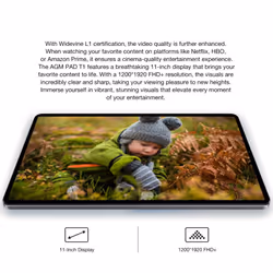 Tablette Tactile AGM PAD T1- Double Sim - Android 14-10.96 "-128 GB, 4 RAM - Gray