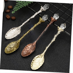 Vintage Engraved Coffee Dessert Spoon Set, Ice Cream Spoon