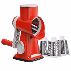 3-in-1 Rotary Cheese Grater, Manual Vegetable Slicer Red