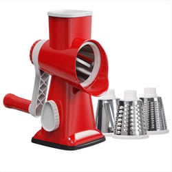 3-in-1 Rotary Cheese Grater, Manual Vegetable Slicer Red